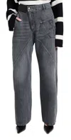 Jw Anderson Twisted Grey Wide-leg Oversized Jeans In Grey