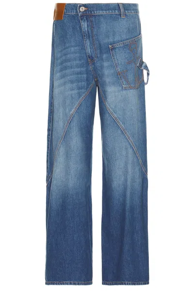 Jw Anderson J. W. Anderson Cotton Twisted Workwear Denim Pants In Blue