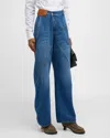 Jw Anderson Twisted Denim Trousers Embroidered Pocket In Light Blue Denim