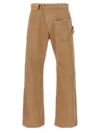 Jw Anderson Mens Twisted Workwear Panelled Wide-leg Cotton Trousers Flax In Brown