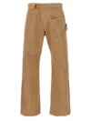 Jw Anderson Mens Twisted Workwear Panelled Wide-leg Cotton Trousers Flax In Brown