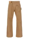 Jw Anderson Mens Twisted Workwear Panelled Wide-leg Cotton Trousers Flax In Brown