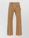 Jw Anderson Mens Twisted Workwear Panelled Wide-leg Cotton Trousers Flax In Brown