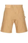 Jw Anderson Beige Bermuda Shorts With Patch Pocket With Logo On The Front In Flax