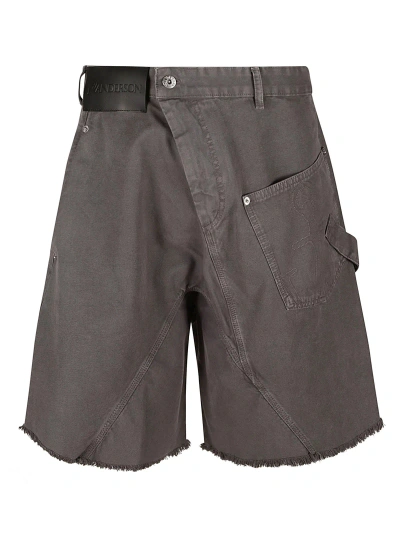 Jw Anderson Twisted Workwear Shorts In Grey