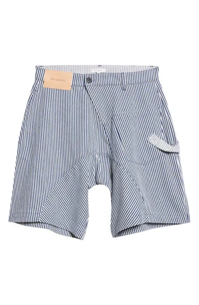 Jw Anderson Twisted Workwear Stripe Shorts In Blue