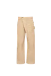 Jw Anderson Mens Twisted Workwear Panelled Wide-leg Cotton Trousers Flax
