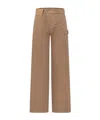Jw Anderson Twisted Asymmetric Embroidered Cotton-canvas Pants In Brown