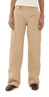 Jw Anderson Twisted Workwear Trousers Flax In Brown