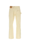 Jw Anderson Workwear Cotton Pants With Yellow Twisted Leg In Neutral