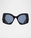 Jw Anderson Twister Acetate Butterfly Sunglasses In Black