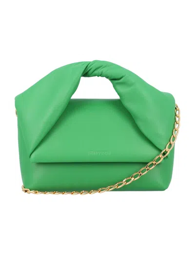 Jw Anderson Twister Green Leather Bag In Bright Green