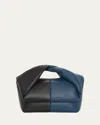 Jw Anderson Twister Midi Bicolor Leather Top-handle Bag In 719 Blacknavy