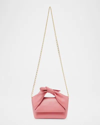 Jw Anderson Twister Midi Bow Leather Top-handle Bag In Bubblegum
