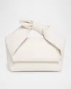 Jw Anderson Twister Midi Bow Leather Top-handle Bag In Off White