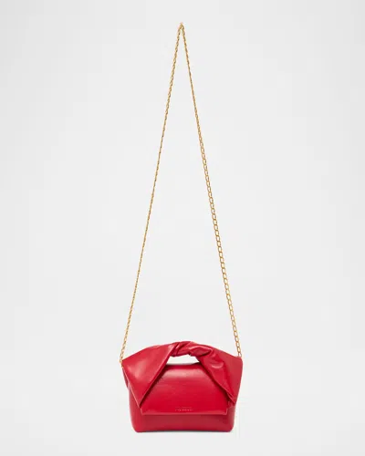Jw Anderson Twister Small Leather Crossbody Bag In Red