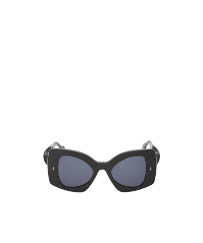 Jw Anderson Ssense Exclusive Black Twister Sunglasses In Gloss Black Acetate
