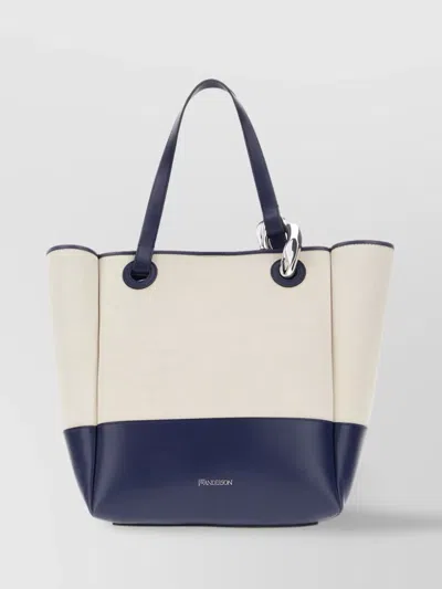 Jw Anderson Two-tone Canvas And Leather Corner Shopping Bag