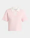 Jw Anderson Two-tone Cropped Polo Top In Blush