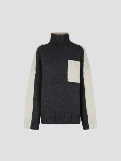 Jw Anderson J. W. Anderson High Neck Colorblock Pullover In Gray