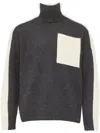 Jw Anderson Dual Tone - Patch Pocket Turtleneck Sweater In Grey