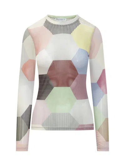 Jw Anderson J. W. Anderson Multicolored Panel Knit Top In Grey
