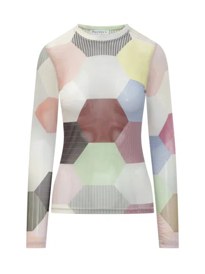 Jw Anderson J. W. Anderson Multicolored Panel Knit Top In Grey