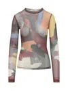 Jw Anderson J. W. Anderson Fitted Multicolored Underpinning In Printed Tulle In Olive
