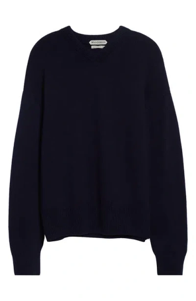 Jw Anderson V-neck Cashmere Sweater In Blue