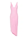 Jw Anderson V-neck Satin Midi Dress In Pink