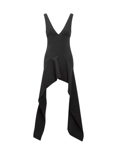 Jw Anderson V Neck Draped Hem Mini Dress In Black