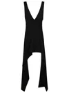 Jw Anderson V Neck Draped Hem Mini Dress In Black