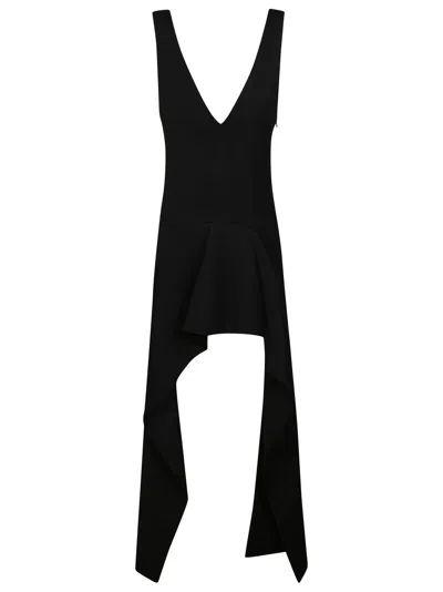 Jw Anderson V Neck Draped Hem Mini Dress In Black