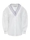 Jw Anderson V-neck Lace Trim Shirt In White
