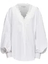 Jw Anderson V-neck Lace Trim Shirt In Grey