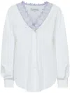 Jw Anderson Lace Trim V-neck Cotton Blouse In White