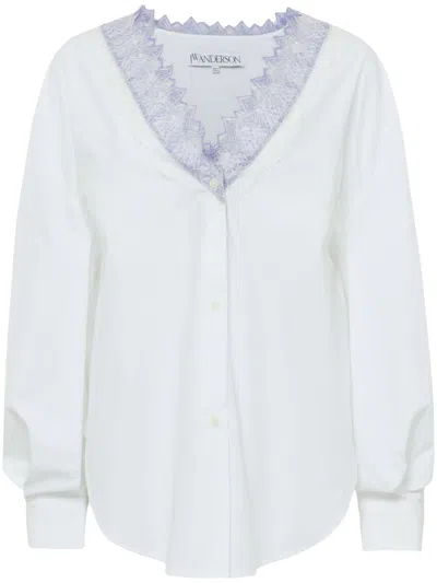 JW ANDERSON V-NECK LACE-TRIM SHIRT