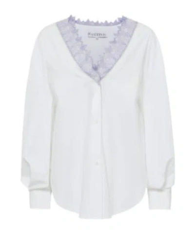 JW ANDERSON JW ANDERSON V-NECK LACE TRIM SHIRT