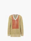 Jw Anderson V-neck Lace Trim Sweater In Gold