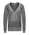 Jw Anderson Black V-neck Lace Trim Sweater In Gray