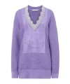 Jw Anderson V-neck Lace Trim Sweater In Purple