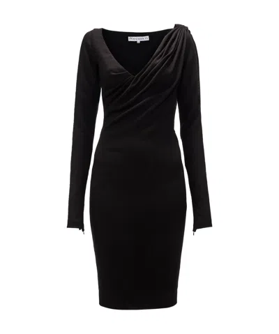 JW ANDERSON JW ANDERSON V-NECK RUCHED MIDI DRESS
