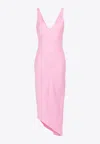Jw Anderson V-neck Satin Midi Dress In Pink