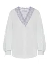 Jw Anderson Lace Trim V-neck Cotton Blouse In White