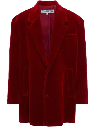 Jw Anderson Oversized Velvet Blazer In Red