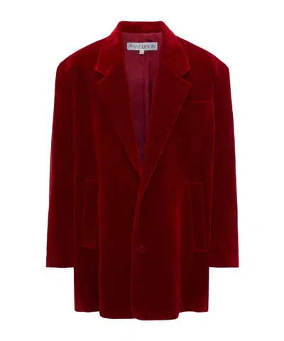 Jw Anderson Oversized Velvet Blazer In Red