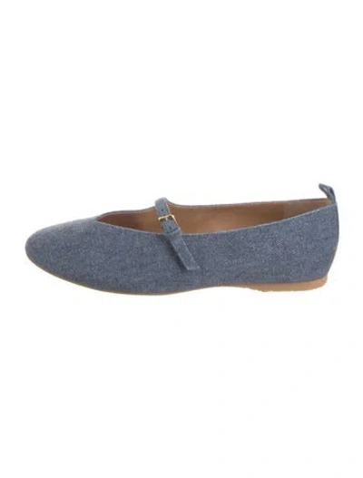Pre-owned Jw Anderson Velvet Mary Jane Flats In Blue