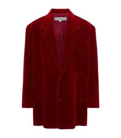 Jw Anderson Oversized Velvet Blazer In Red
