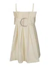 Jw Anderson Short Cotton Dress In Folds In Neutral