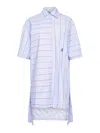 Jw Anderson J. W. Anderson Patchwork Cotton Shirt Dress With Asymmetric Hem In Blue